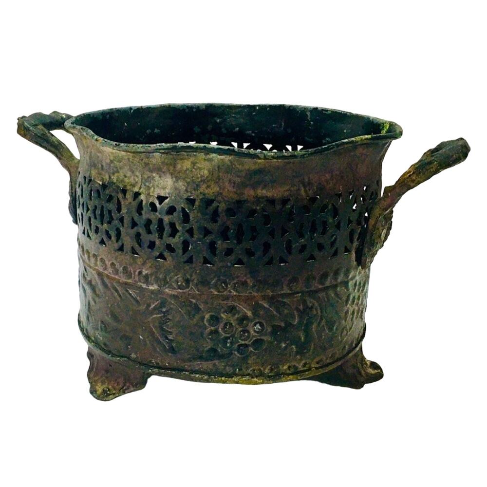 Small Vintage Metal Pot Planter